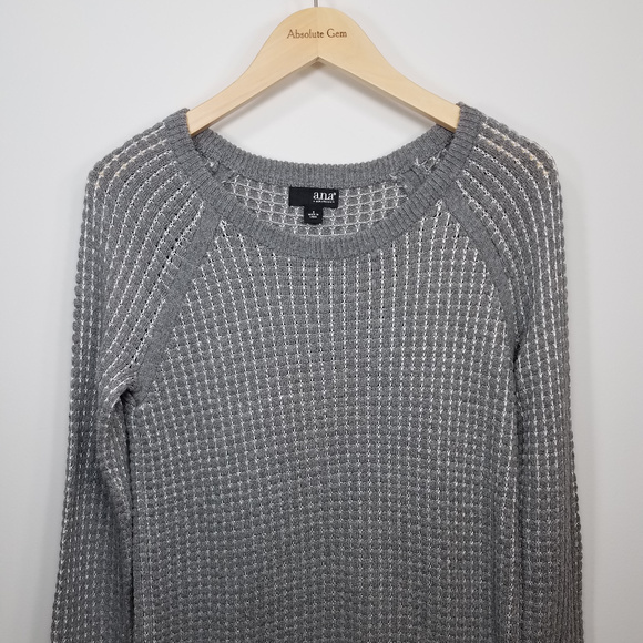 a.n.a. Gray Knit Crew Neck Pullover cozy fall winter long sleeved Sweater Small - Picture 2 of 8